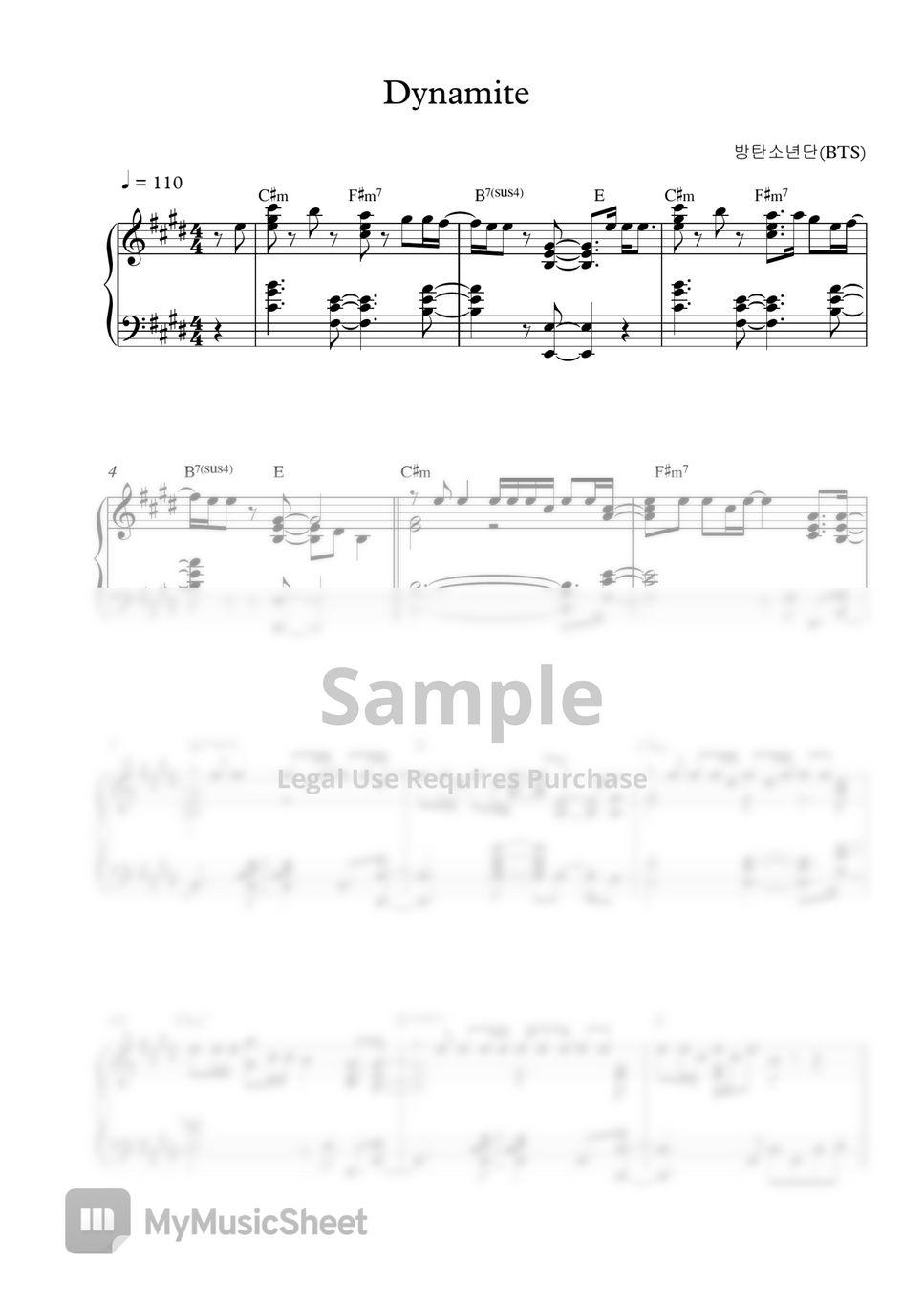 BTS - Dinamite (This sheet music) by Pineapplechord