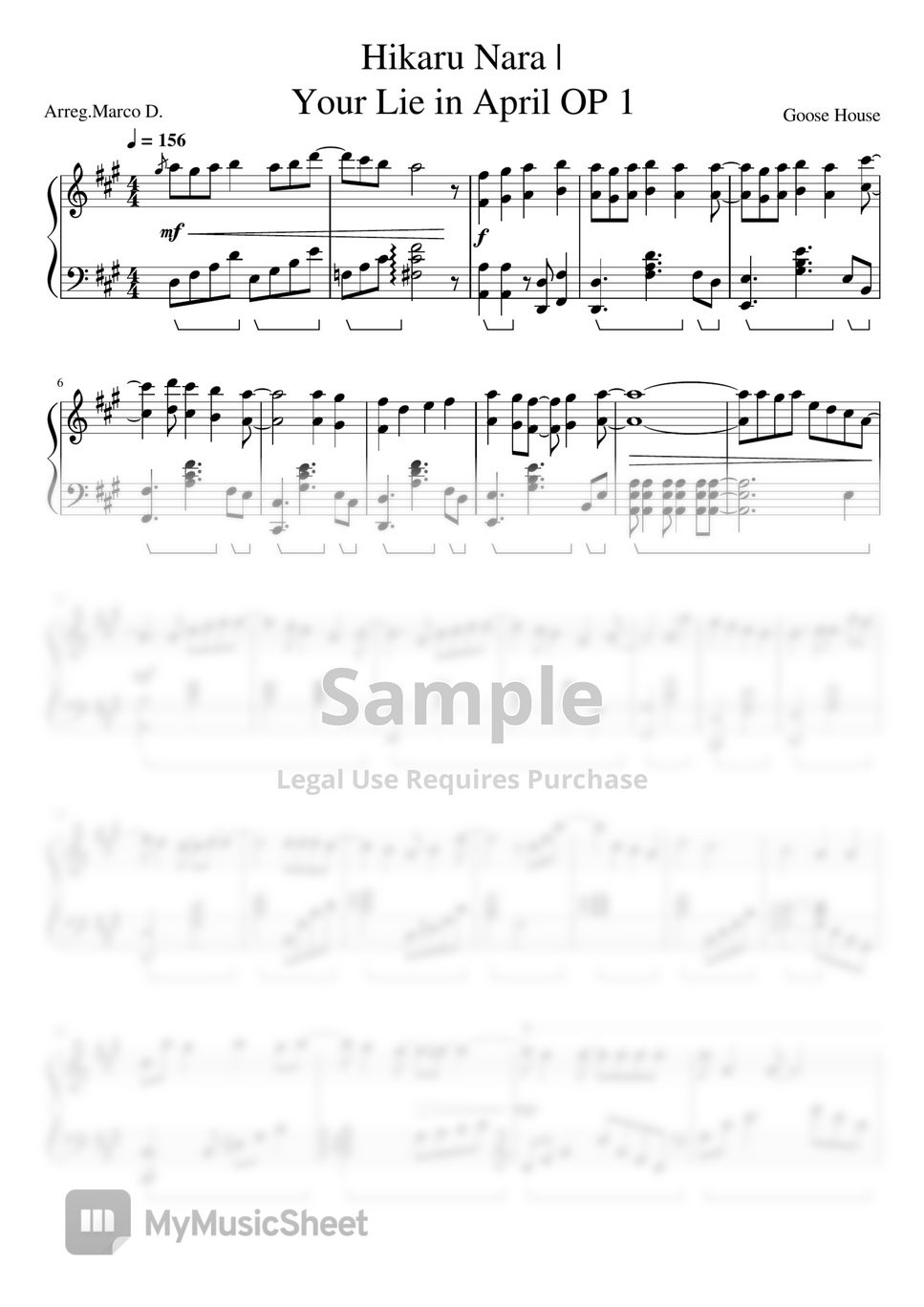 Hikaru Nara - Piano - Digital Sheet Music