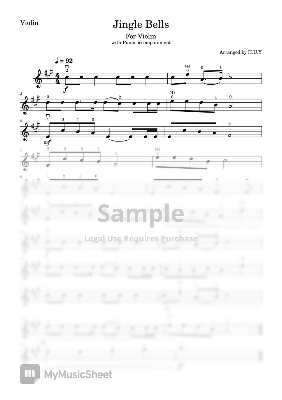 Jingle Bells (For Violin) by H.U.Y