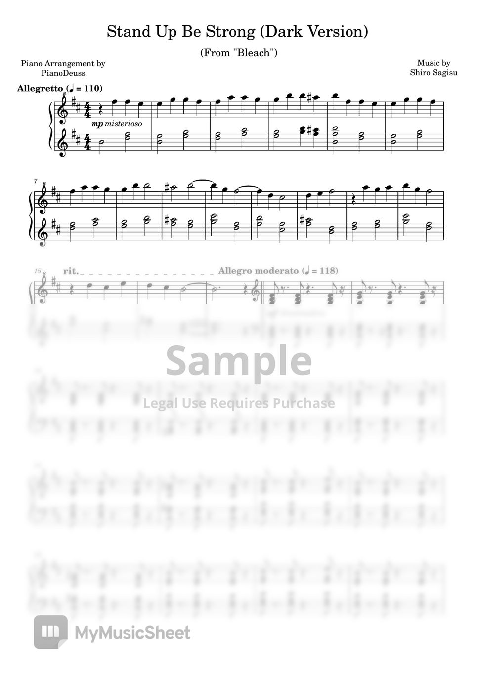 Bleach Music Sheets, Online Keyboard at Virtual Piano