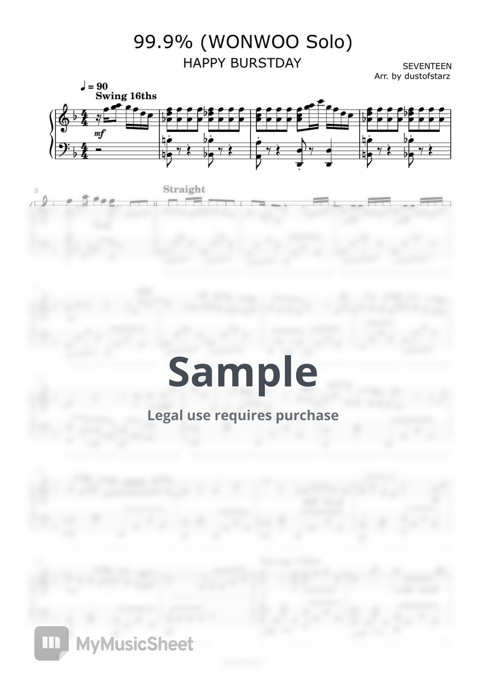 SEVENTEEN Wonwoo - 99.9% Sheet Music by dustofstarz