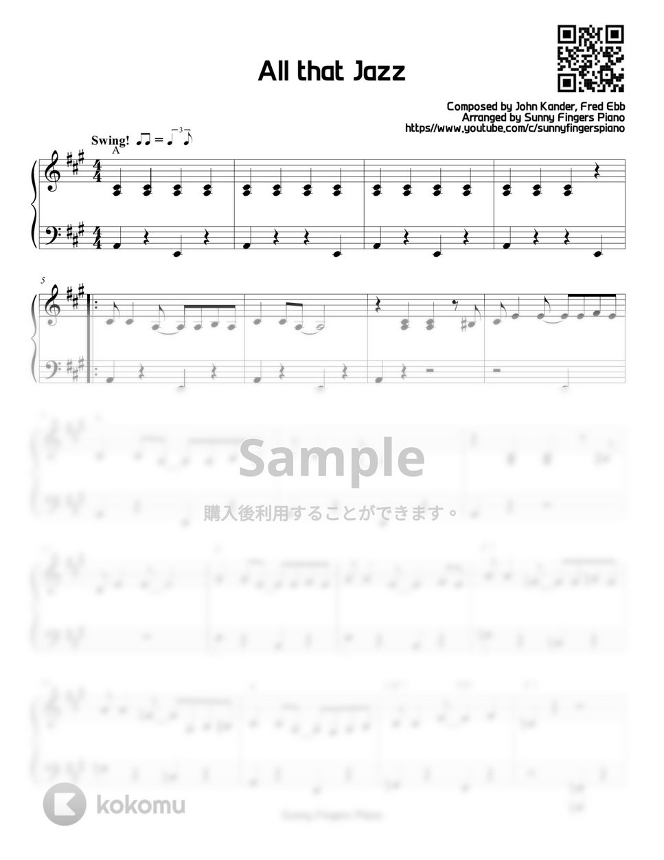 シカゴ - All that jazz (EASY) by Sunny Fingers Piano