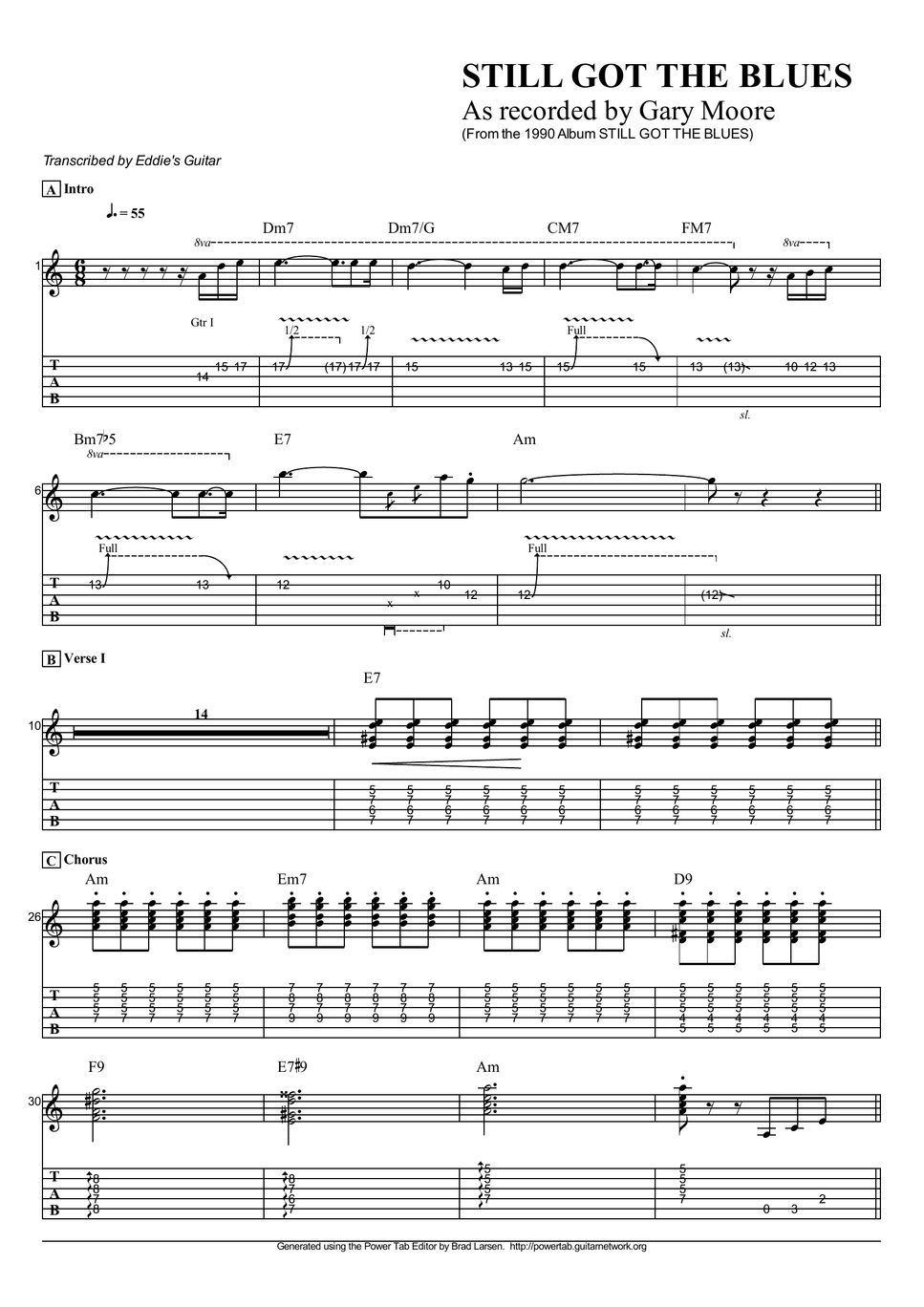 Gary Moore Still Got The Blues Sheets