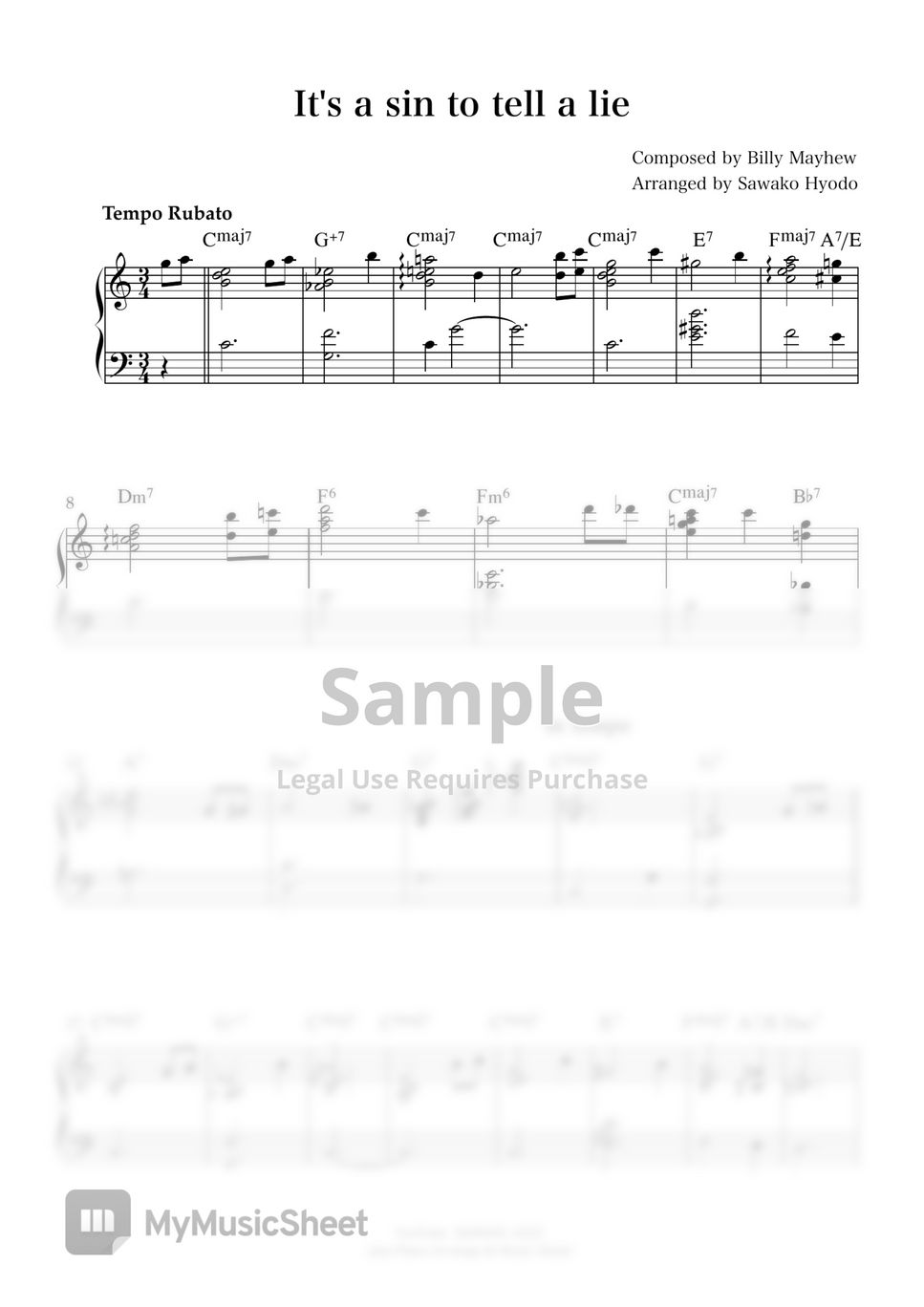 billy-mayhew-it-s-a-sin-to-tell-a-lie-piano-solo-jazz-sheets-by