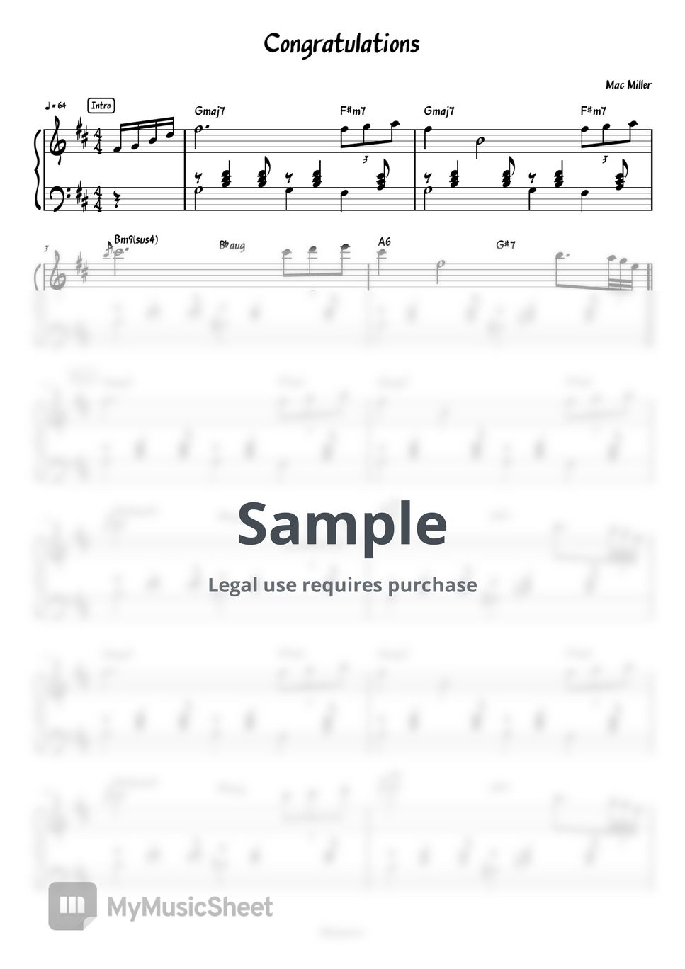 Mac Miller - Congratulations (Piano accomp.) Sheets by Meowscore