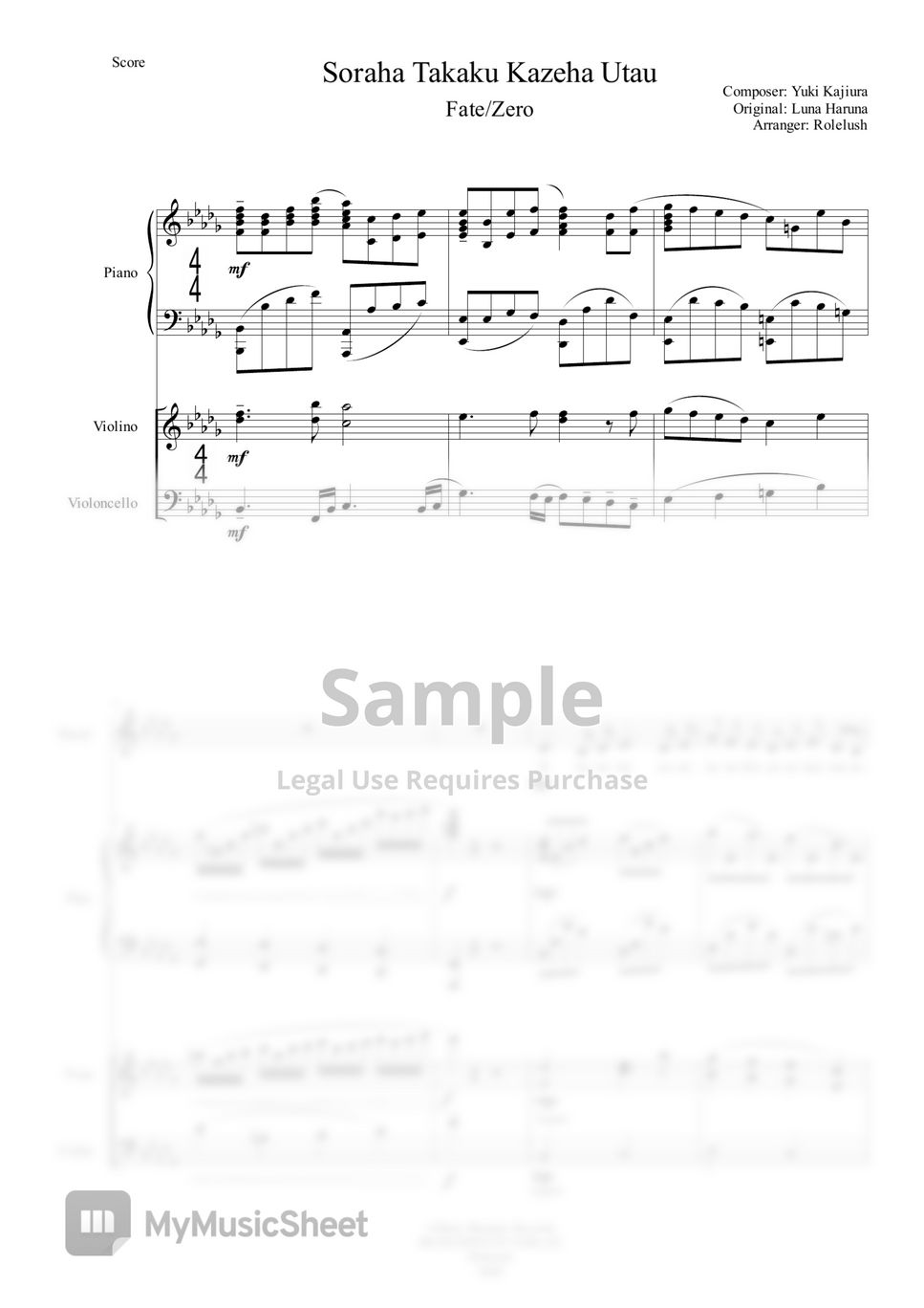 Luna Haruna - Sora wa takaku kaze wa Utau (vocal, piano, cello, violins.) by Rolelush