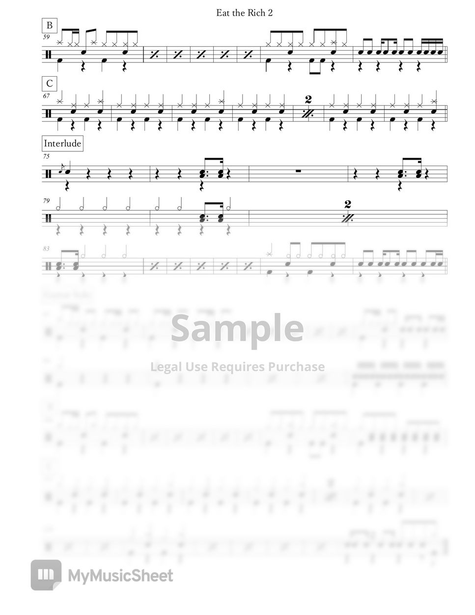 Aerosmith Eat the Rich 악보 by Arkadia Drums