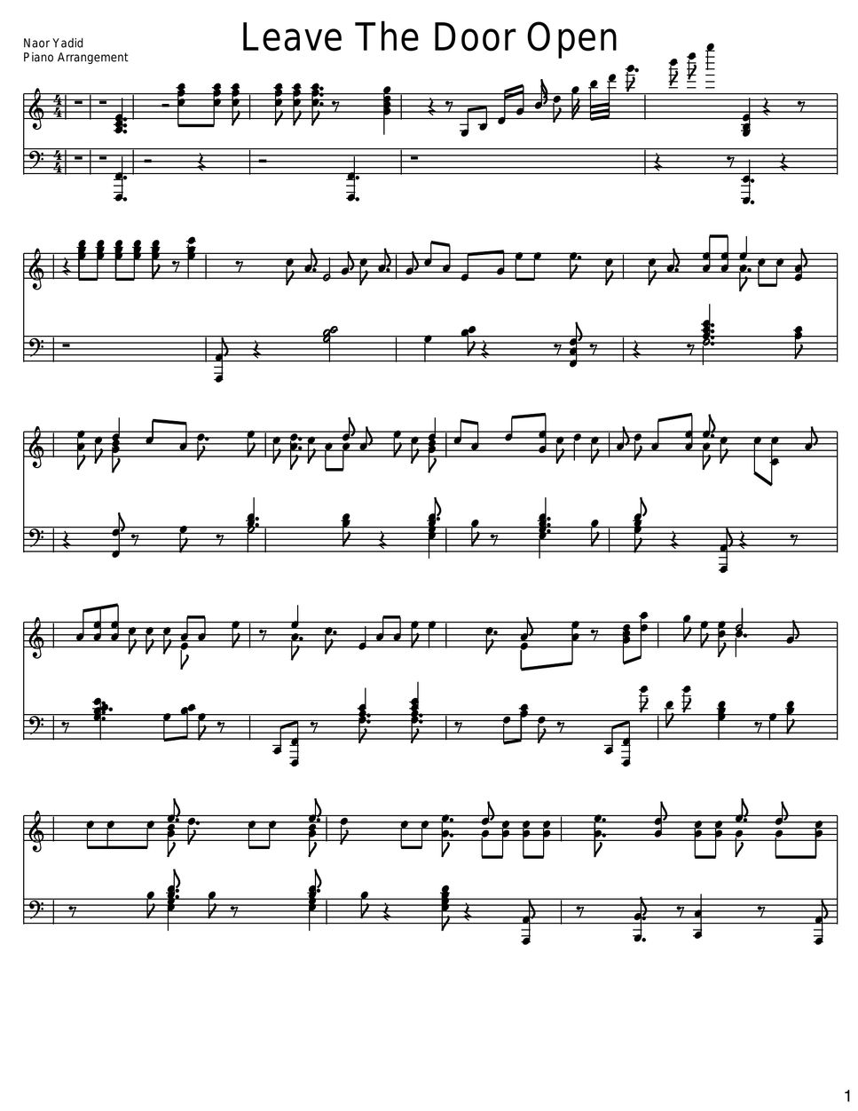 Bruno mars leave the door open sheet by naor yadid