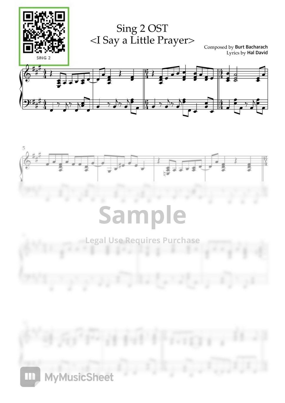 Burt Bacharach - Sing2 OST - I Say a Little Prayer (PIANO SOLO) by 구름사다리뮤직 CLOUD LADDER