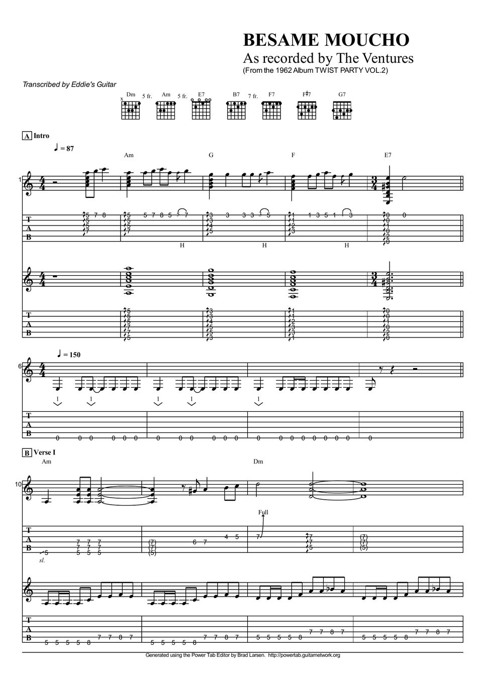 The Ventures Besame Moucho TAB