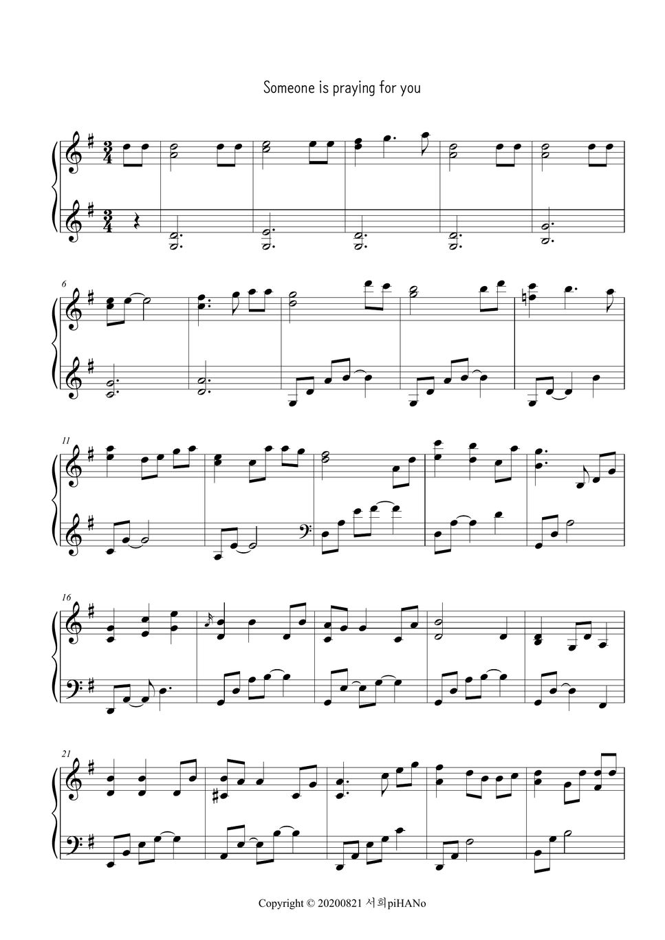 Lanny wolfe someone is praying for you sheet by pihano
