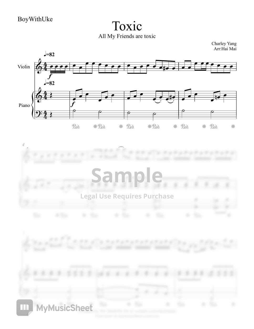 BoyWithUke - Toxic for Violin and Piano Accompaniment (A minor) by Hai Mai