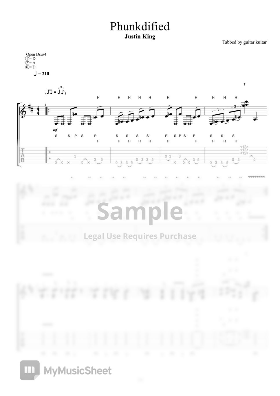 Justin King - Phunkdified (TAB Sheet Music) by guitar kuitar