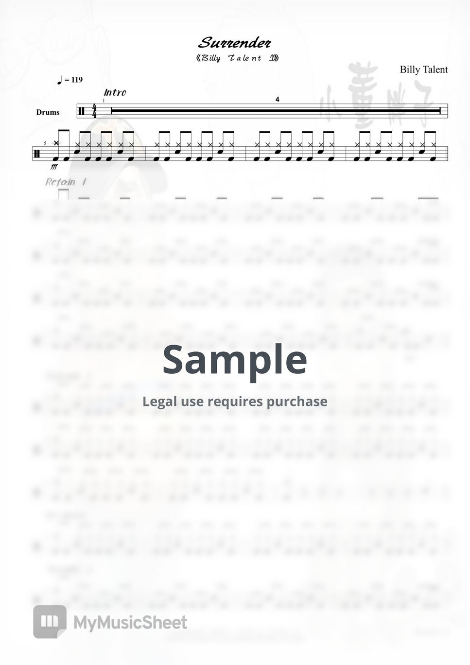Billy Talent Surrender (《Billy Talent II》) Sheets by 小董胖子