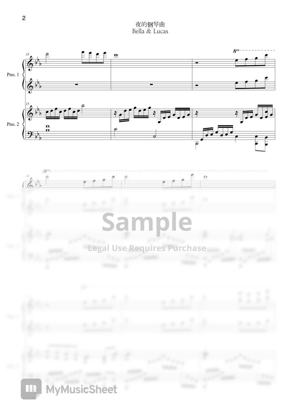 Mr Shijin - 夜的鋼琴曲 (Melody of Night) (4Hands Piano) Sheets by Bella&Lucas