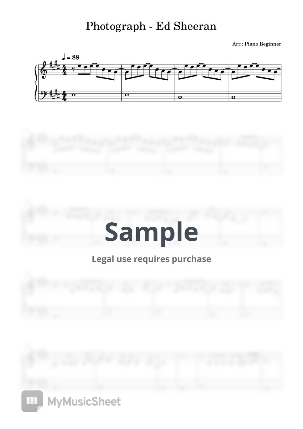 Ed sheeran photograph by piano beginner