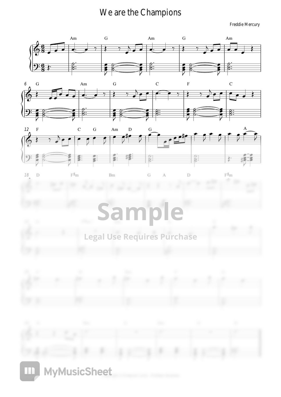 Queen We Are The Champions Sheets By Ezequiel Coria