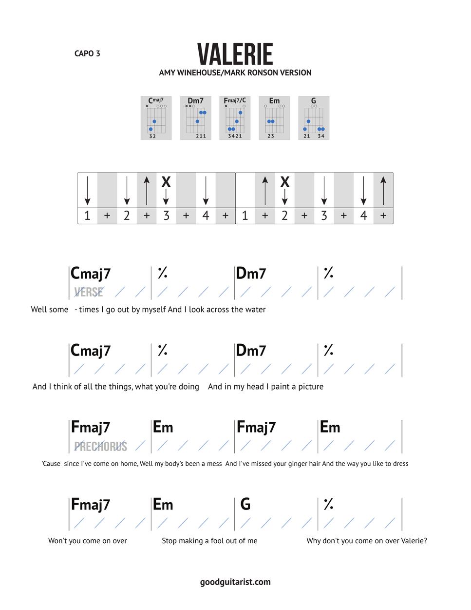 Amy Winehouse Valerie TAB by GoodGuitarist