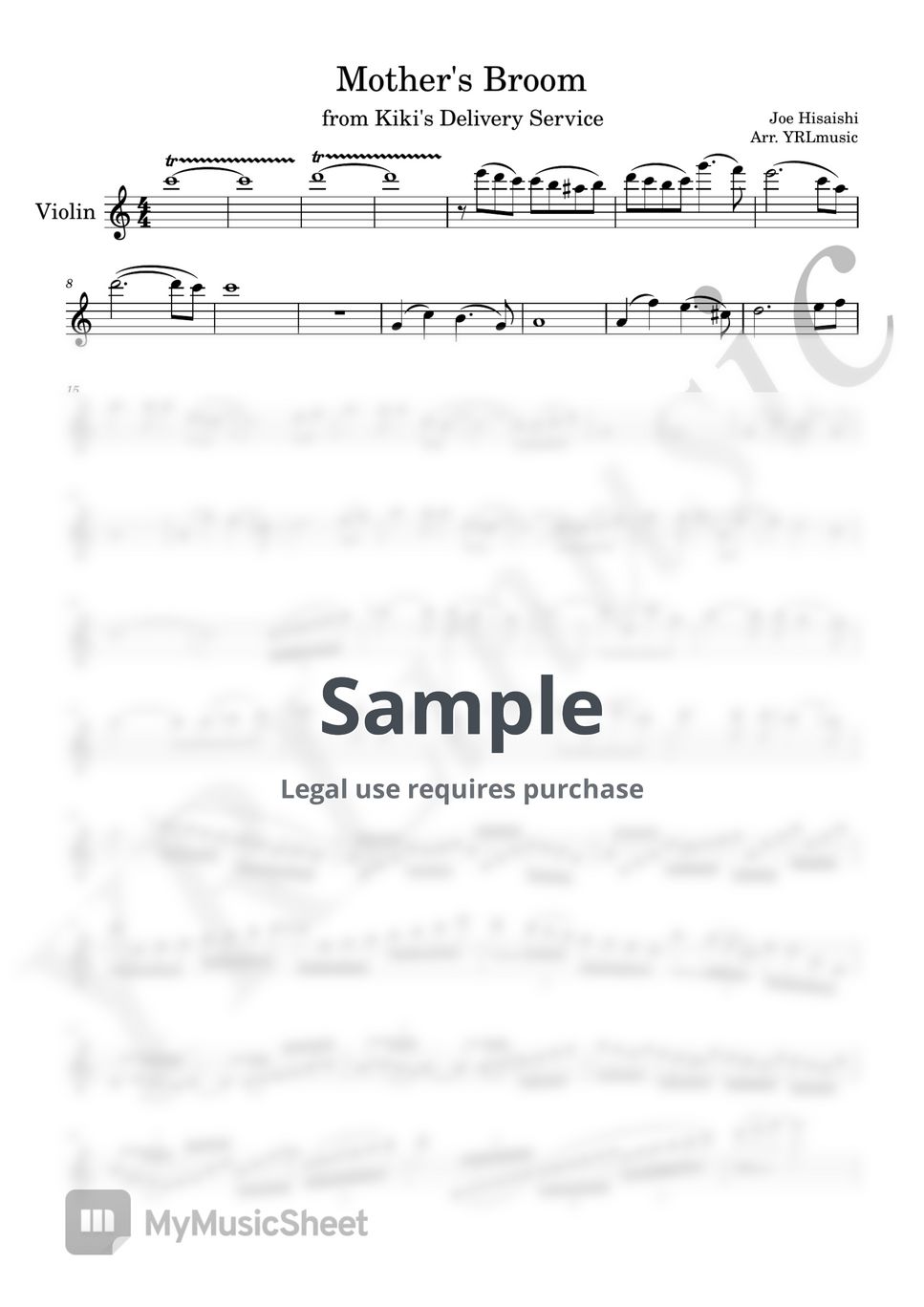 Joe Hisaishi - Mother's Broom Sheets by YRLmusic