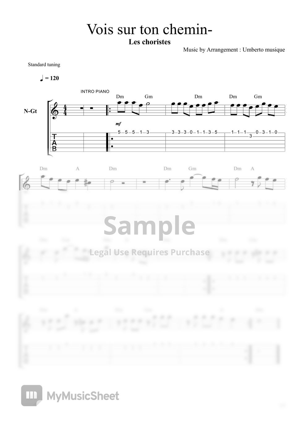 Vois sur ton chemin (Les choristes) Sheet music for Piano (Solo)