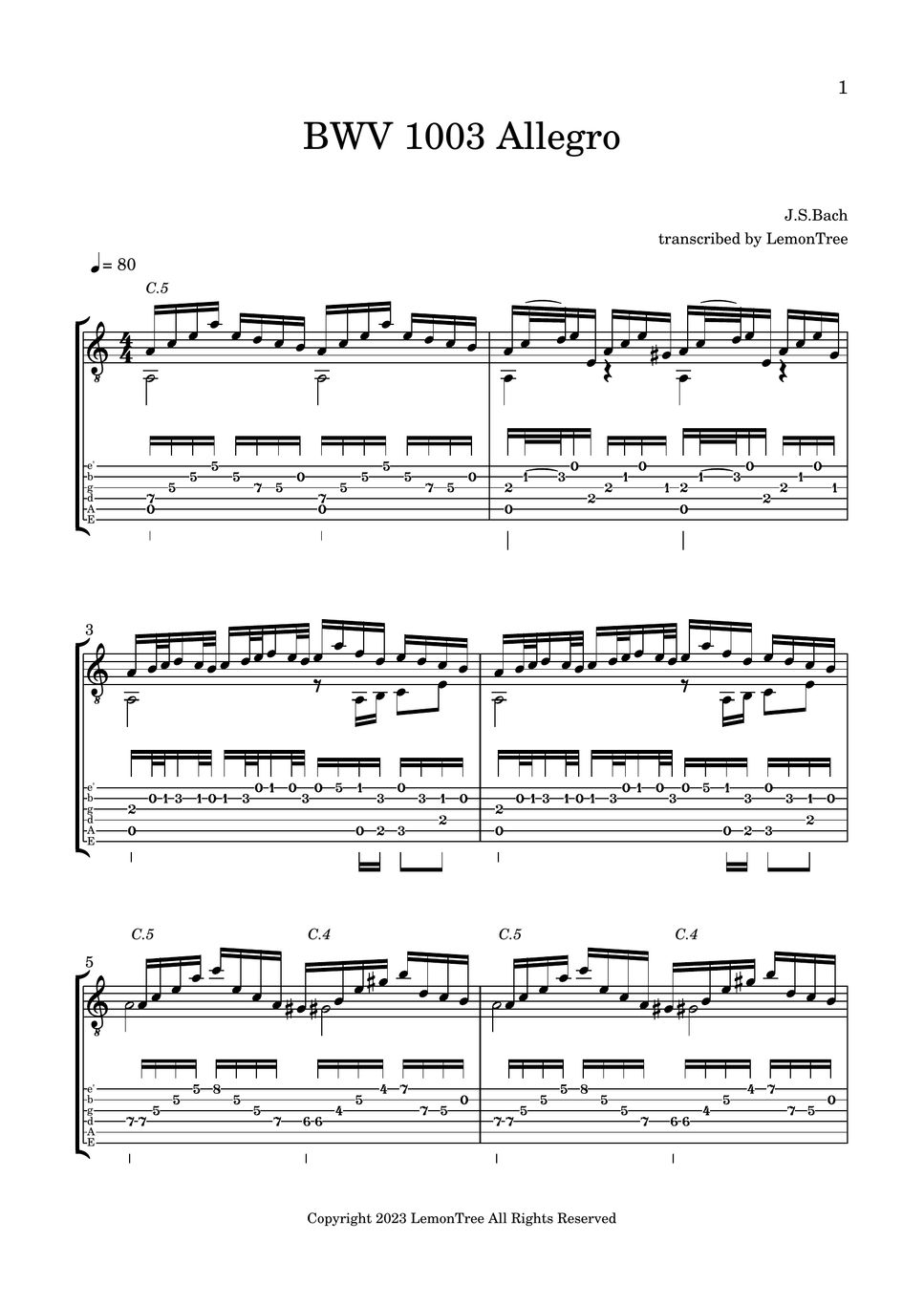 J.S.Bach - BWV 1003 Allegro by LemonTree