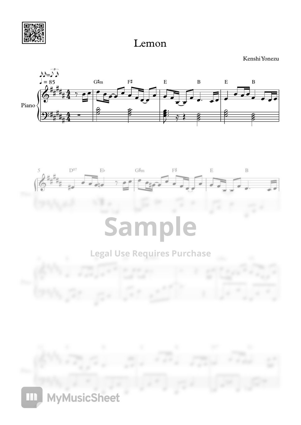 Kenshi Yonezu - Lemon by PIANOiNU