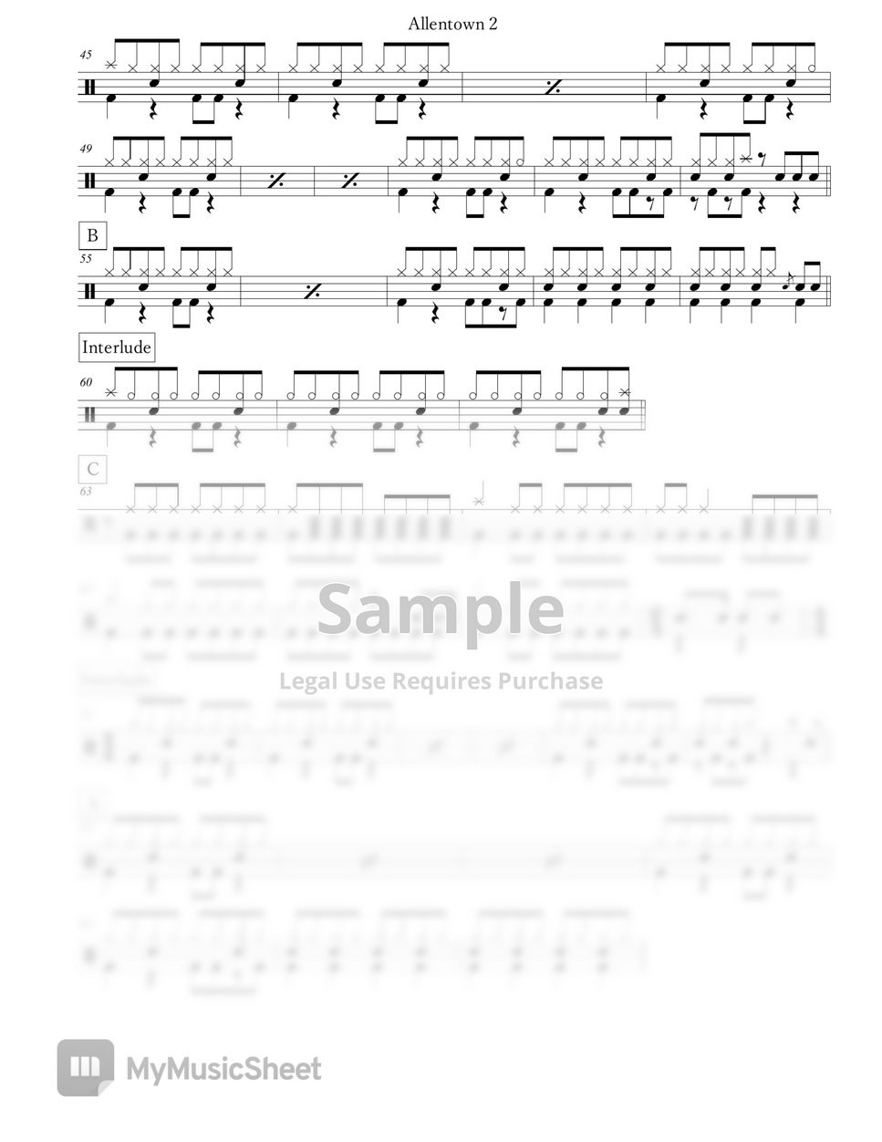 Billy Joel - Allentown Sheets by Arkadia Drums