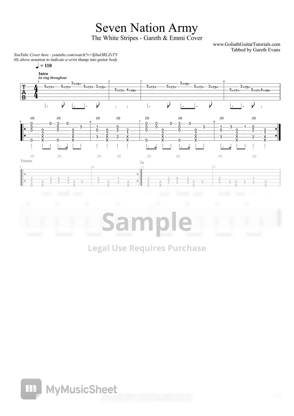 Guitar Chords Seven Nation Army