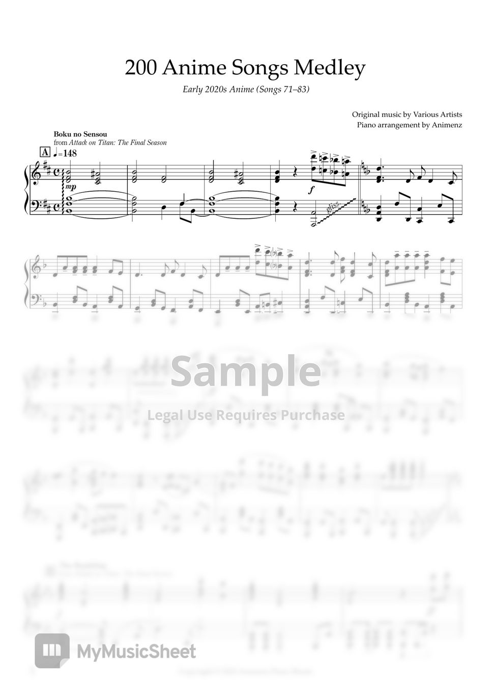 BoD-Leseprobe: Anime Piano, Compendium Two: Easy Anime Piano Sheet Music  Book for Beginners and Advanced