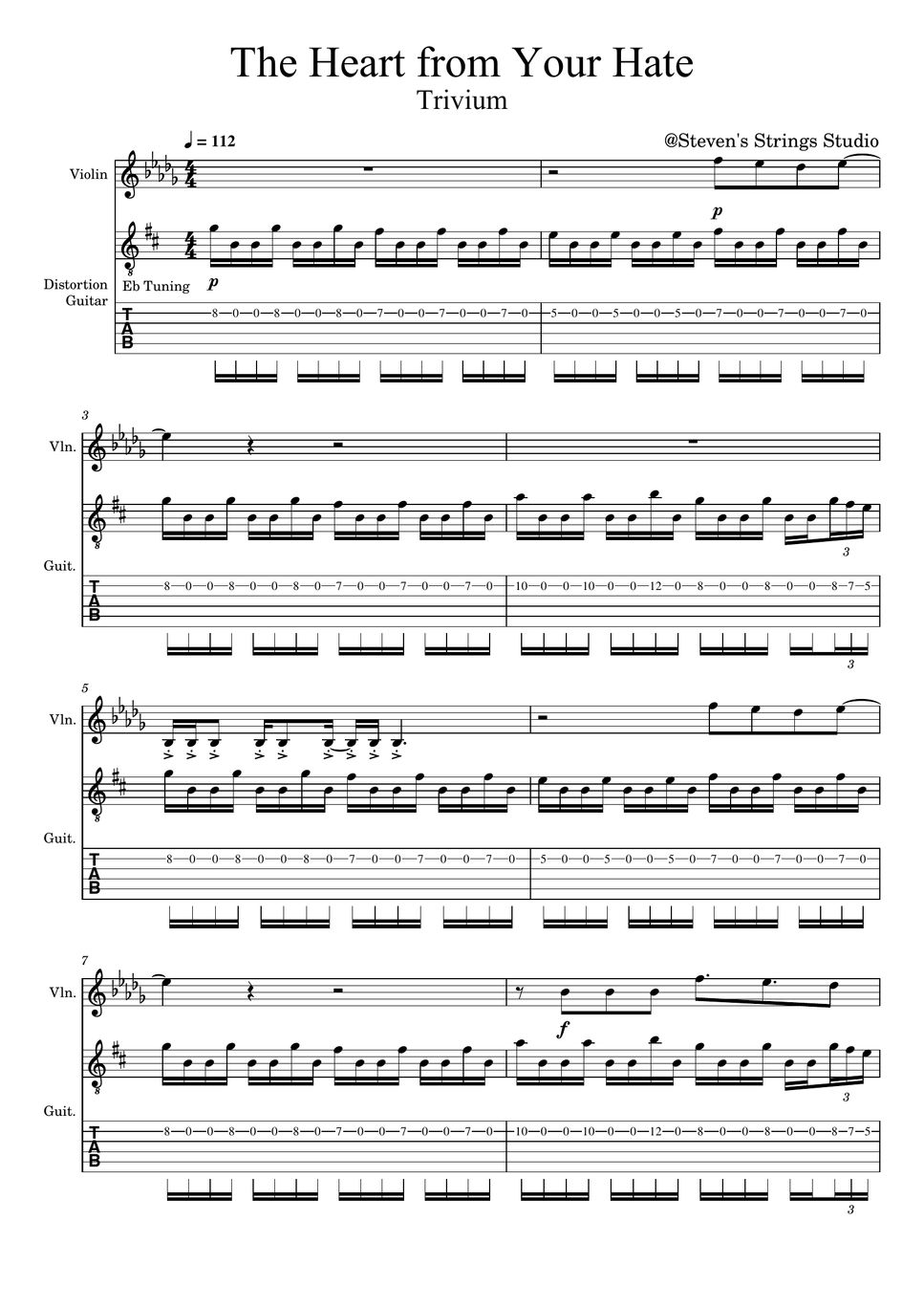 Trivium - The Heart From Your Hate (Violin Guitar Duet) Sheets By ...