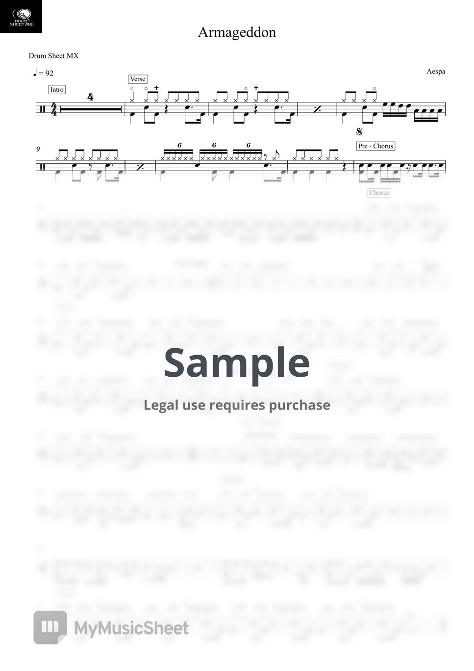 Aespa - Armageddon Sheets by Drum Sheet MX