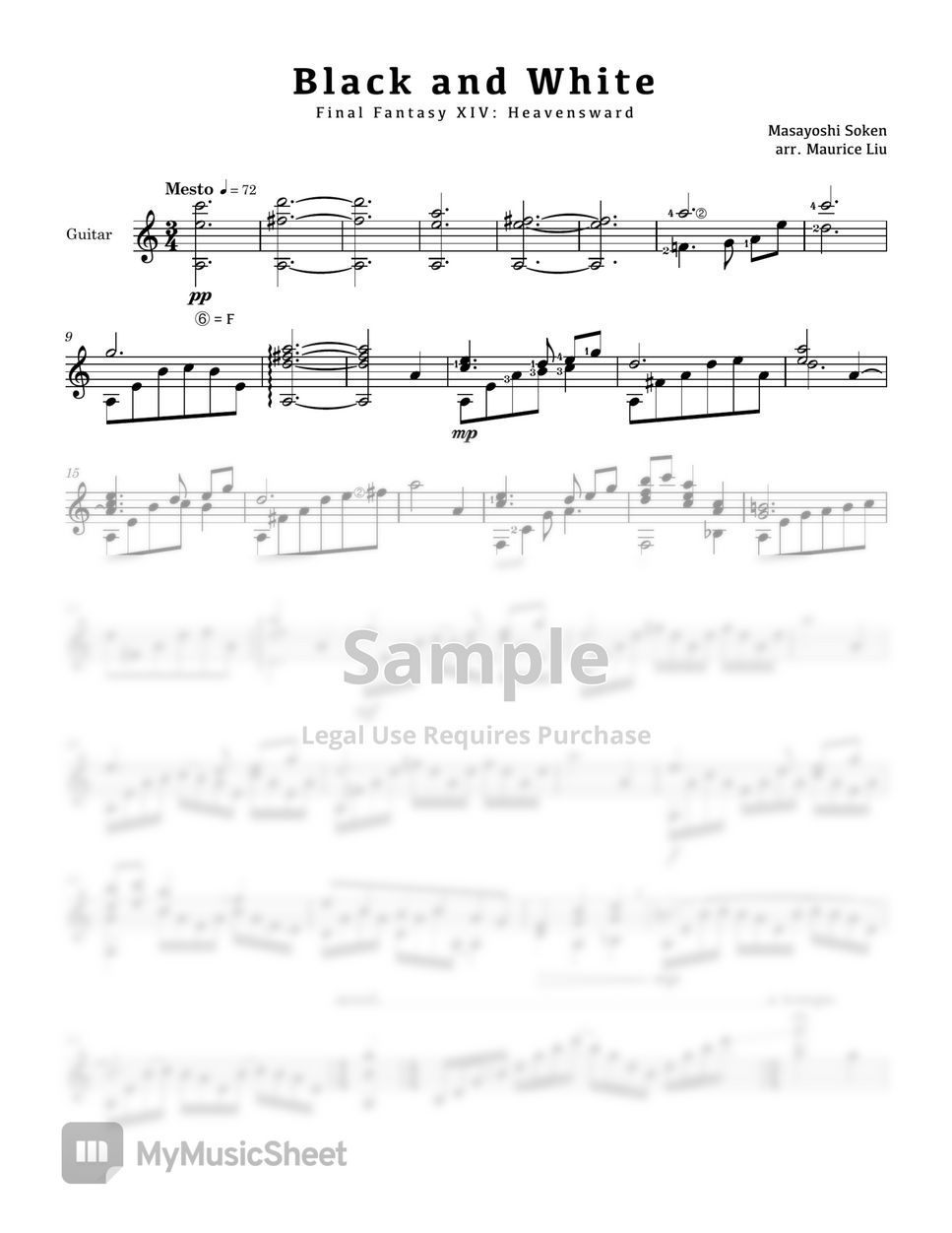 Final Fantasy XIV Heavensward Black And White Masayoshi Soken Tab