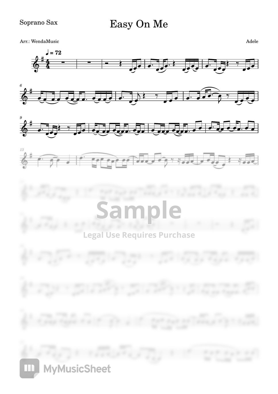 Adele easy on me soprano sax hoja by wendamusic
