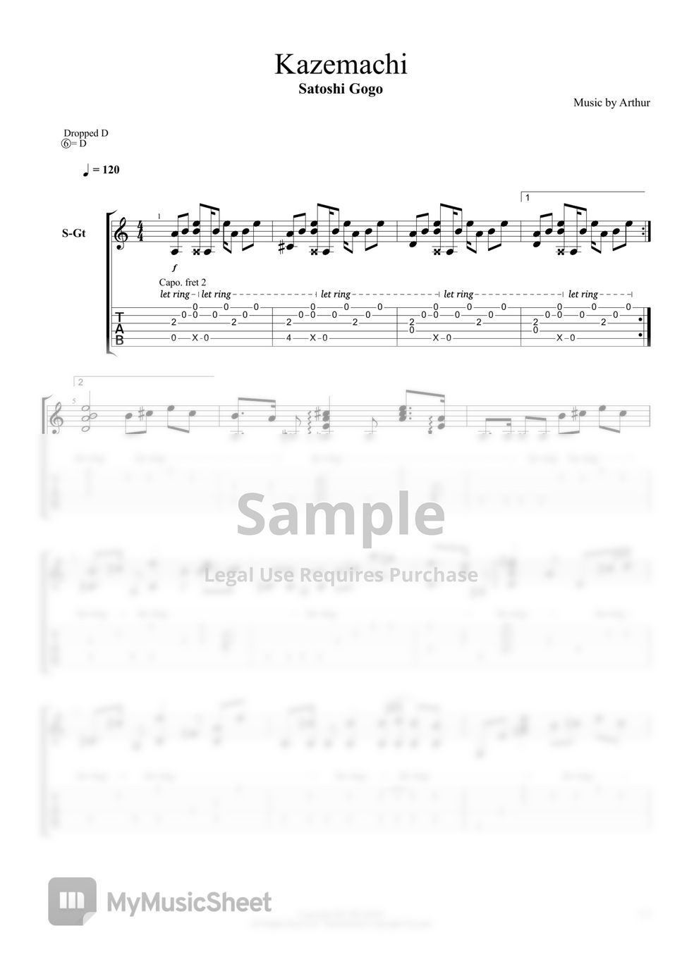 Satoshi Gogo - Kazemachi (Rearranged) Noten by Arthur Li