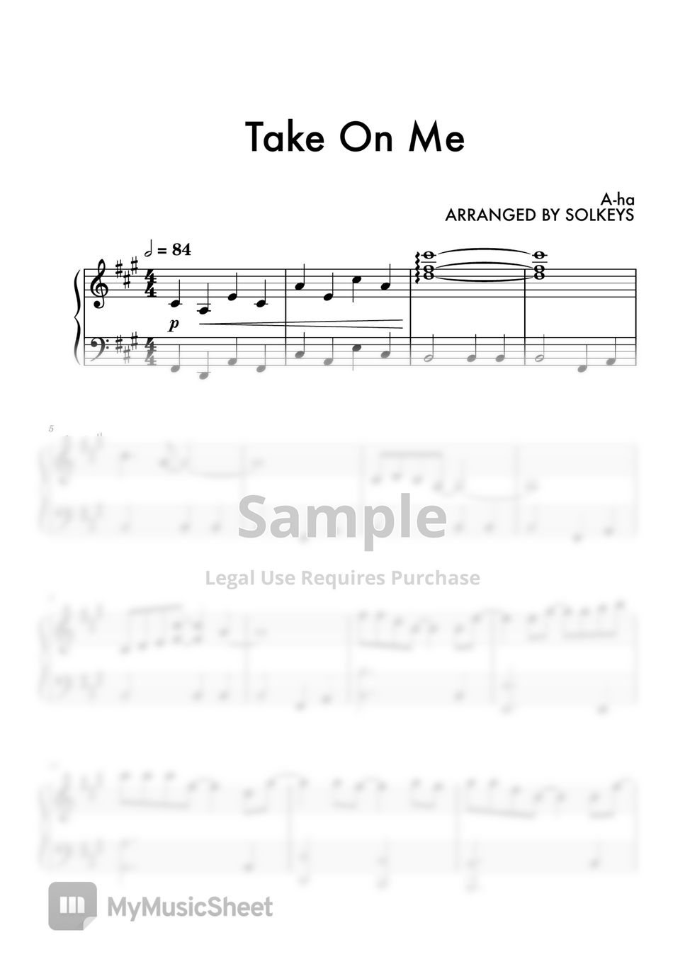 A-Ha - Take On Me Sheets by SolKeys