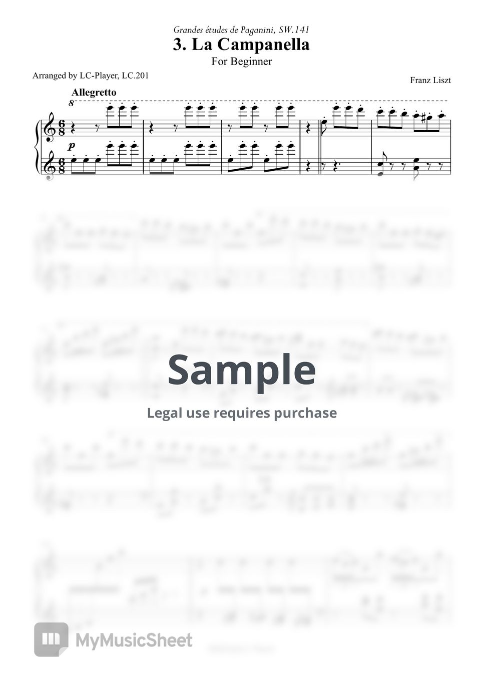 Franz Liszt - Grand Etudes de Paganini S.141 No.3 La Campanella (La Campanella For Beginner) by LC-Player