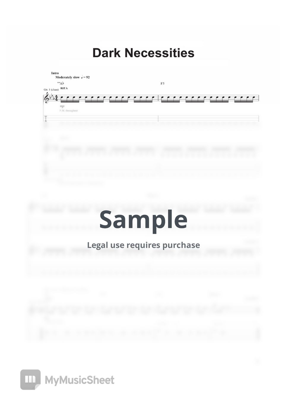 Red Hot Chili Peppers Dark Necessities 악보 by Full Song