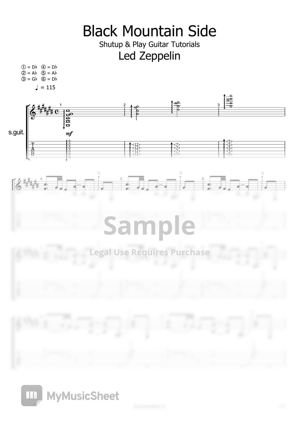 Led zeppelin black mountain side by shutup play guitar tutorials