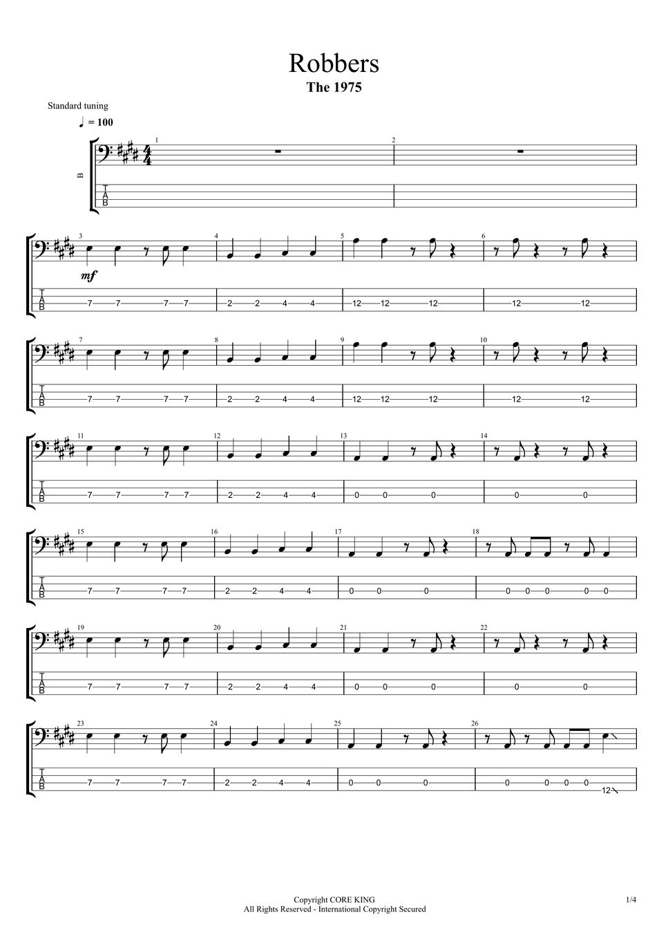 The 1975 Robbers TAB by CORE KING