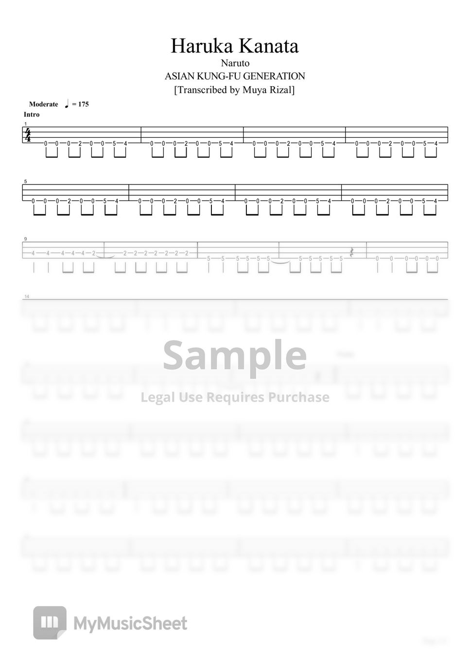 ASIAN KUNGFU GENERATION Haruka Kanata (Bass TAB) Sheets by Muya