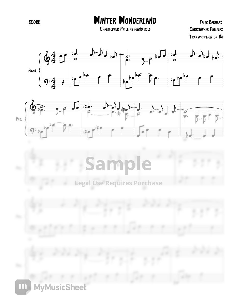 Felix Bernard - Winter Wonderland (Christopher Phillips / Jazz / Jazz piano / transcription / ピアノ / ジャズピアノ) by Ko