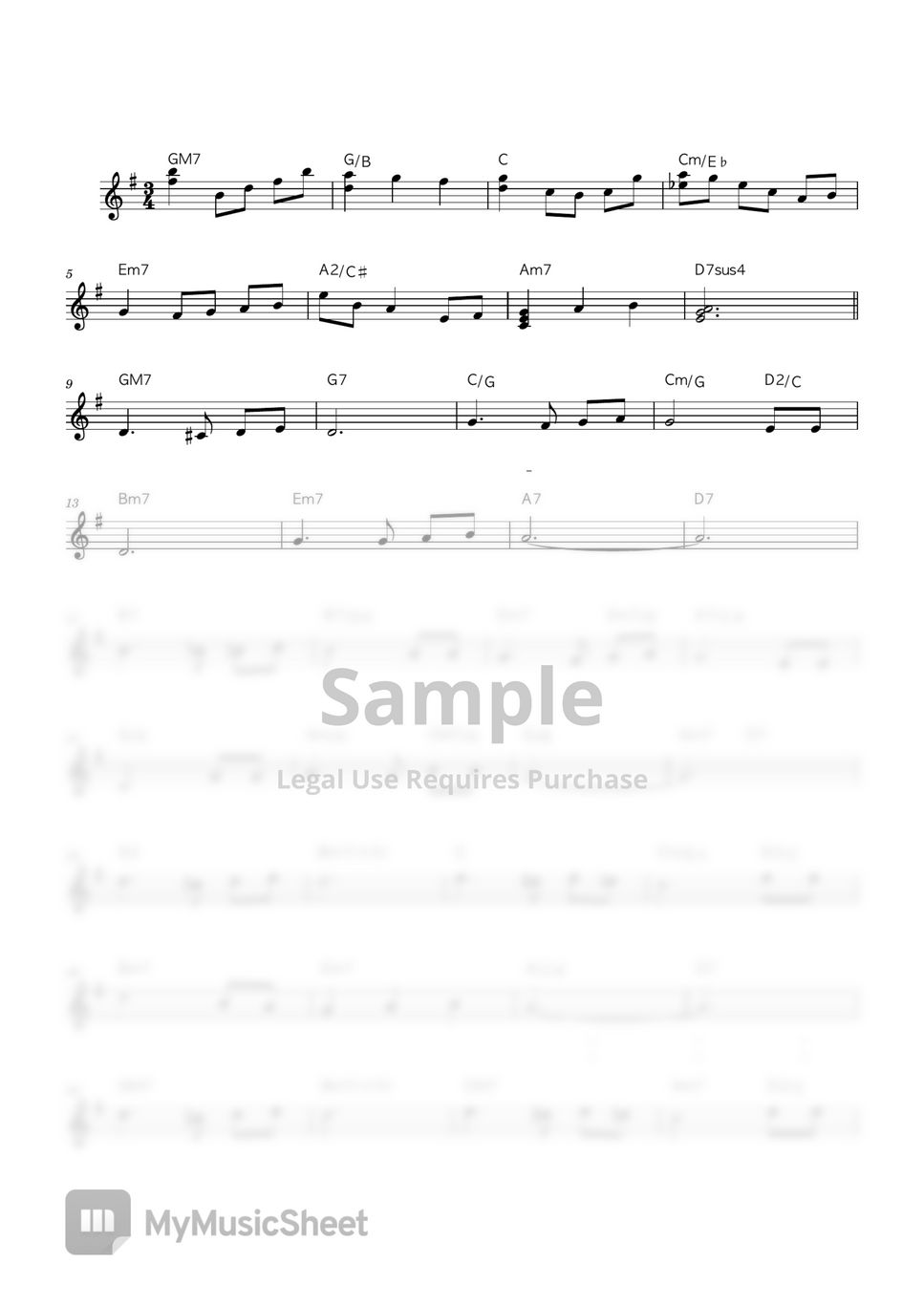 최용덕 낮엔 해처럼 밤엔 달처럼 (G key 멜로디악보) Sheets by 생명의건반