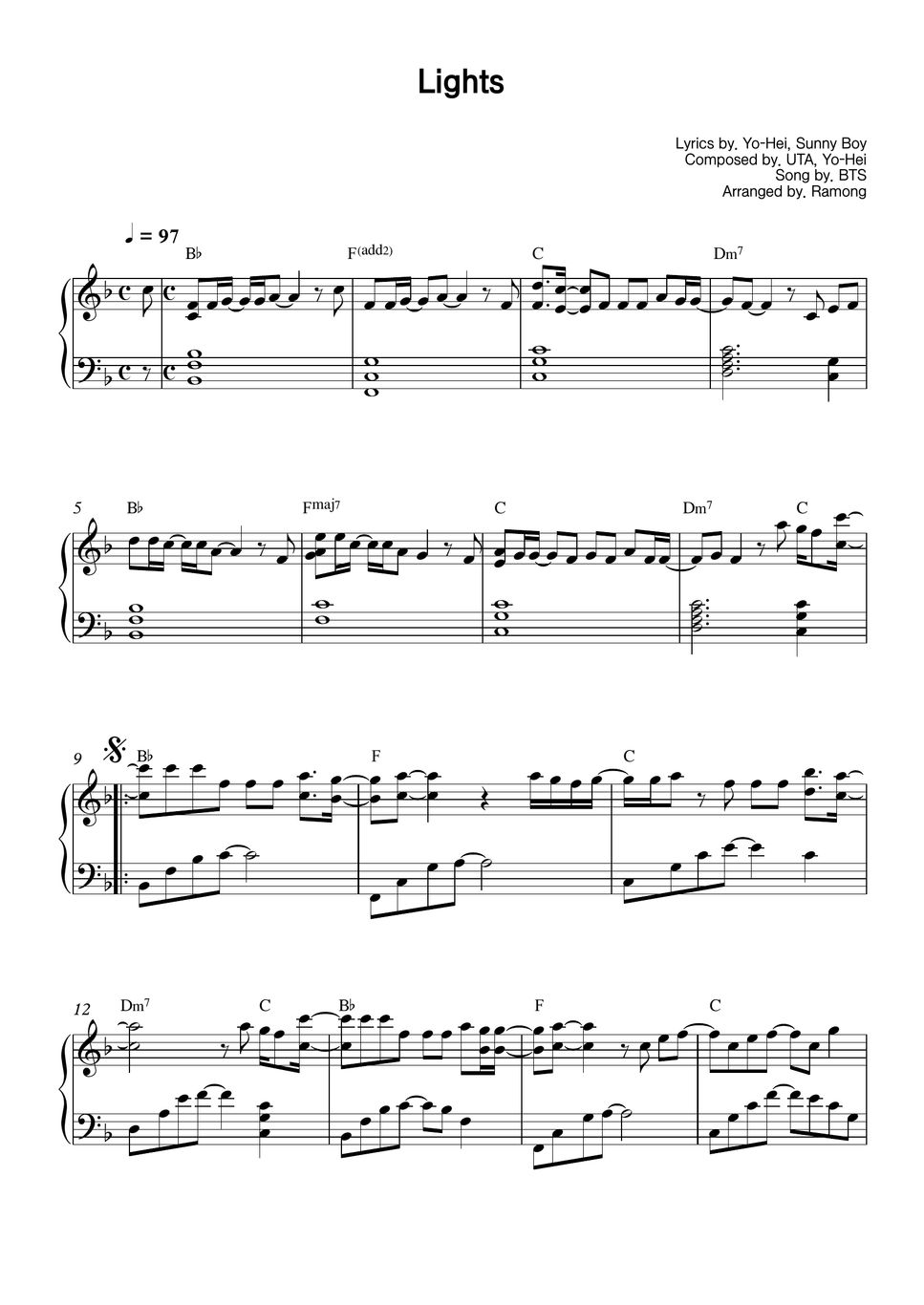 BTS Lights 악보 by Ramong