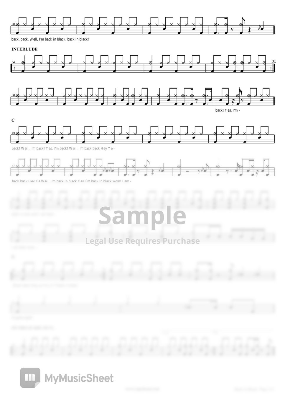 Acdc back in black sheets by copydrum