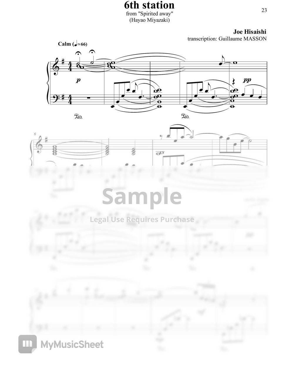 Joe Hisaishi - Chihiro Piano Collection by Guillaume Masson