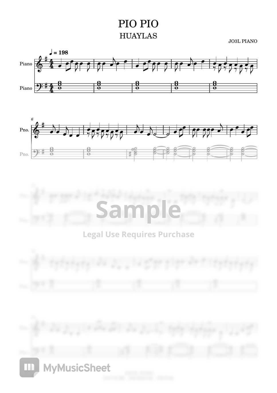 Eusebio Grados Pio Pio (Huaylas) Sheets by JO3L PIANO