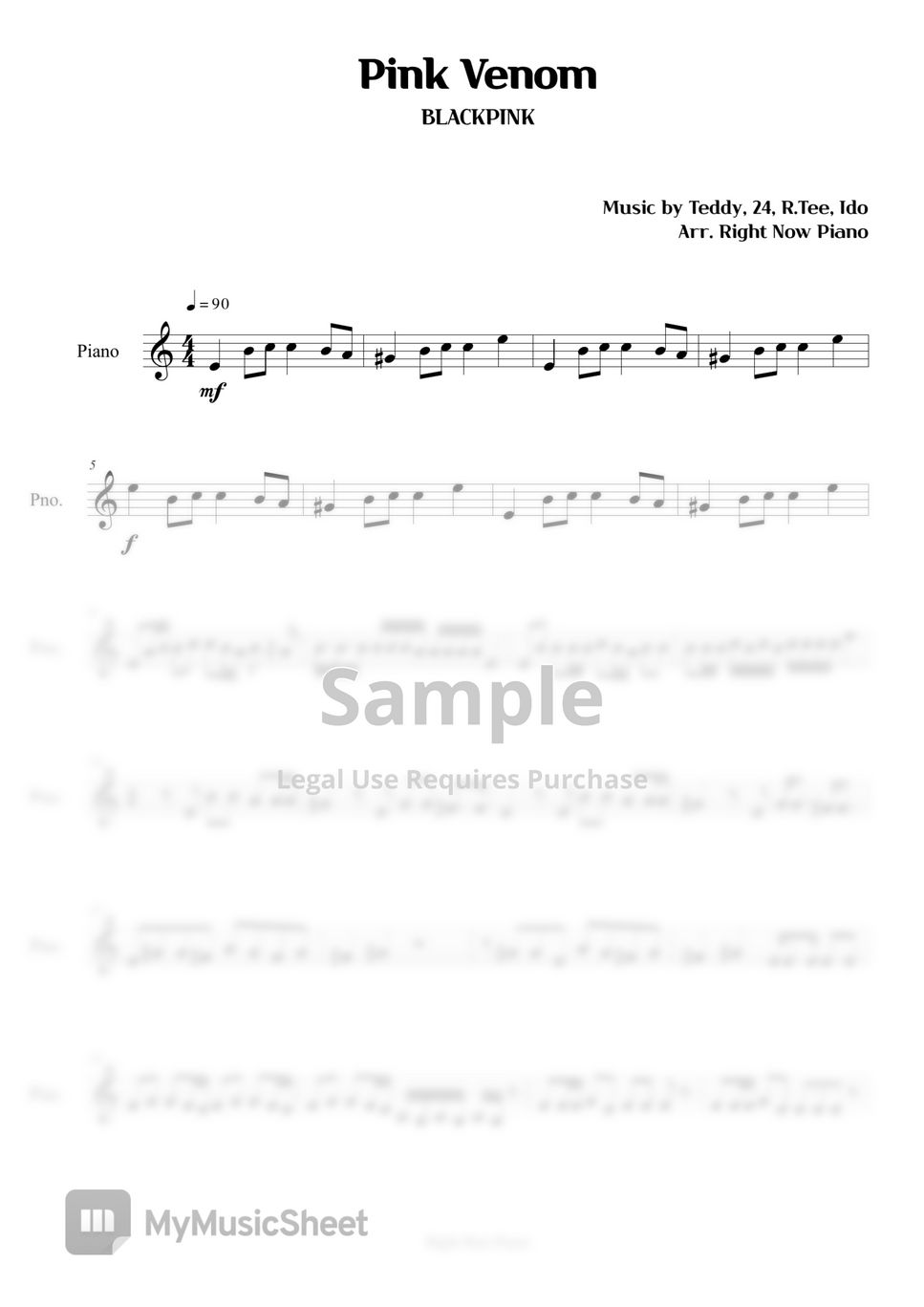 BLACKPINK - Pink Venom Sheets by Right Now Piano