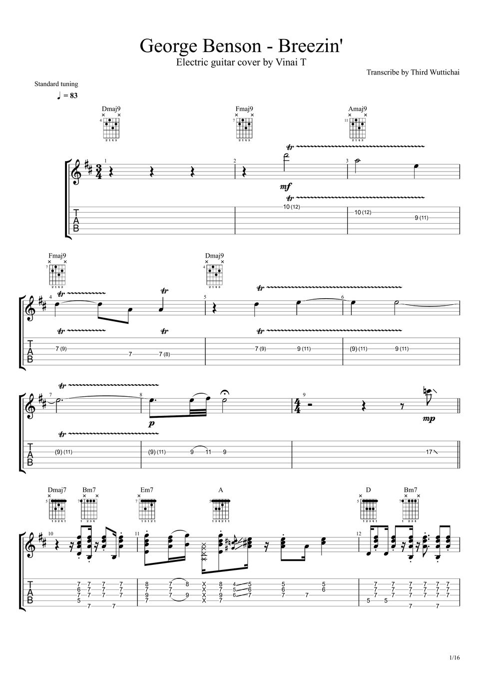 Benson Breezin' by Vinai T Tab + 1staff by Benson