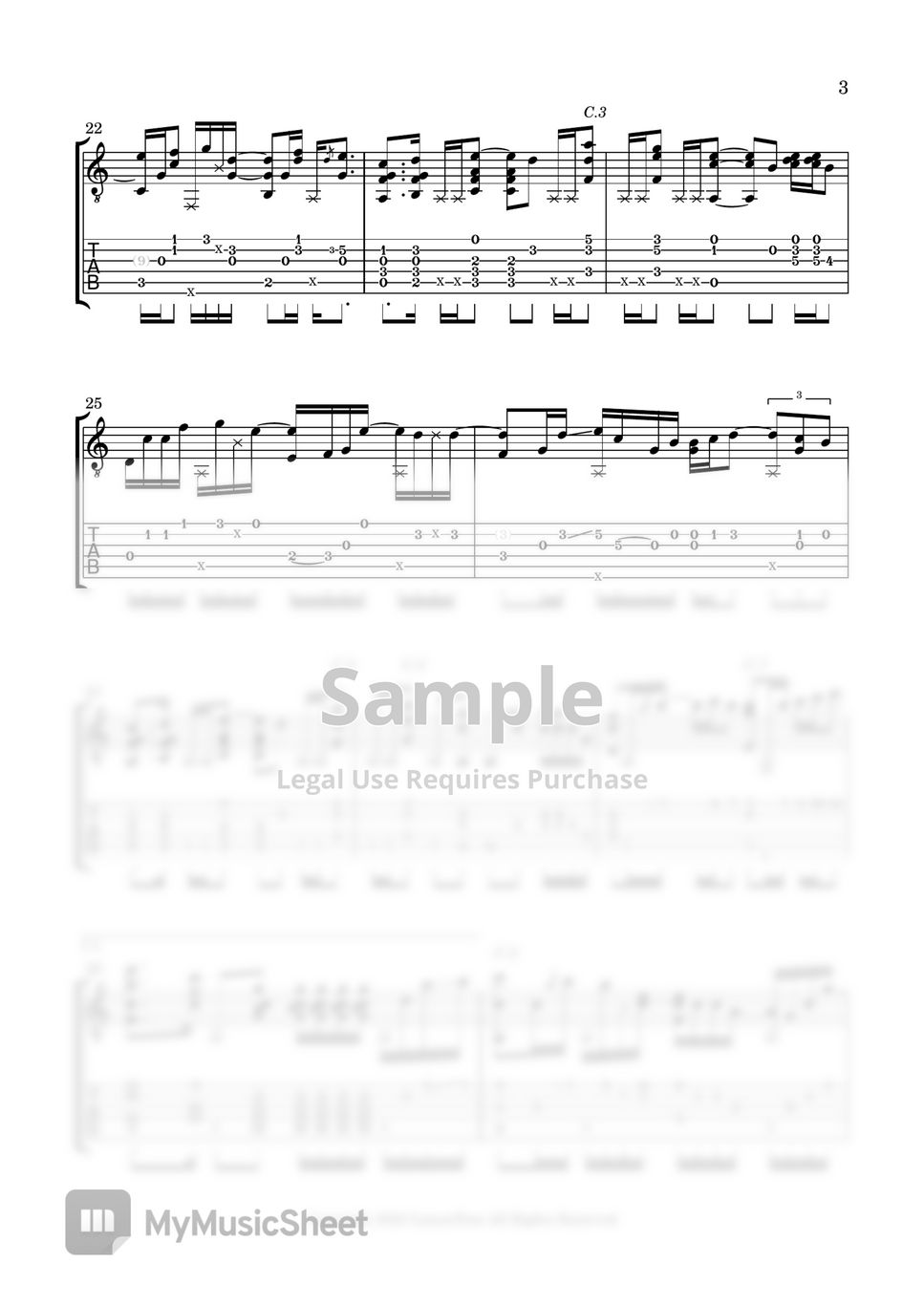 Andy McKee - Rylynn (Standard Tuning, No Capo) タブ+五線譜