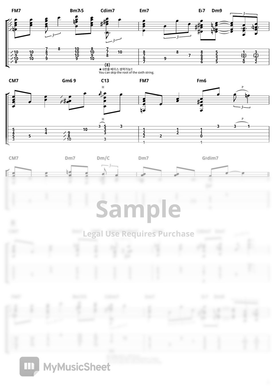 Irving Berlin - White Christmas (Fingerstyle Guitar Tabs, Chords 기타타브악보) by Sweet Guitar